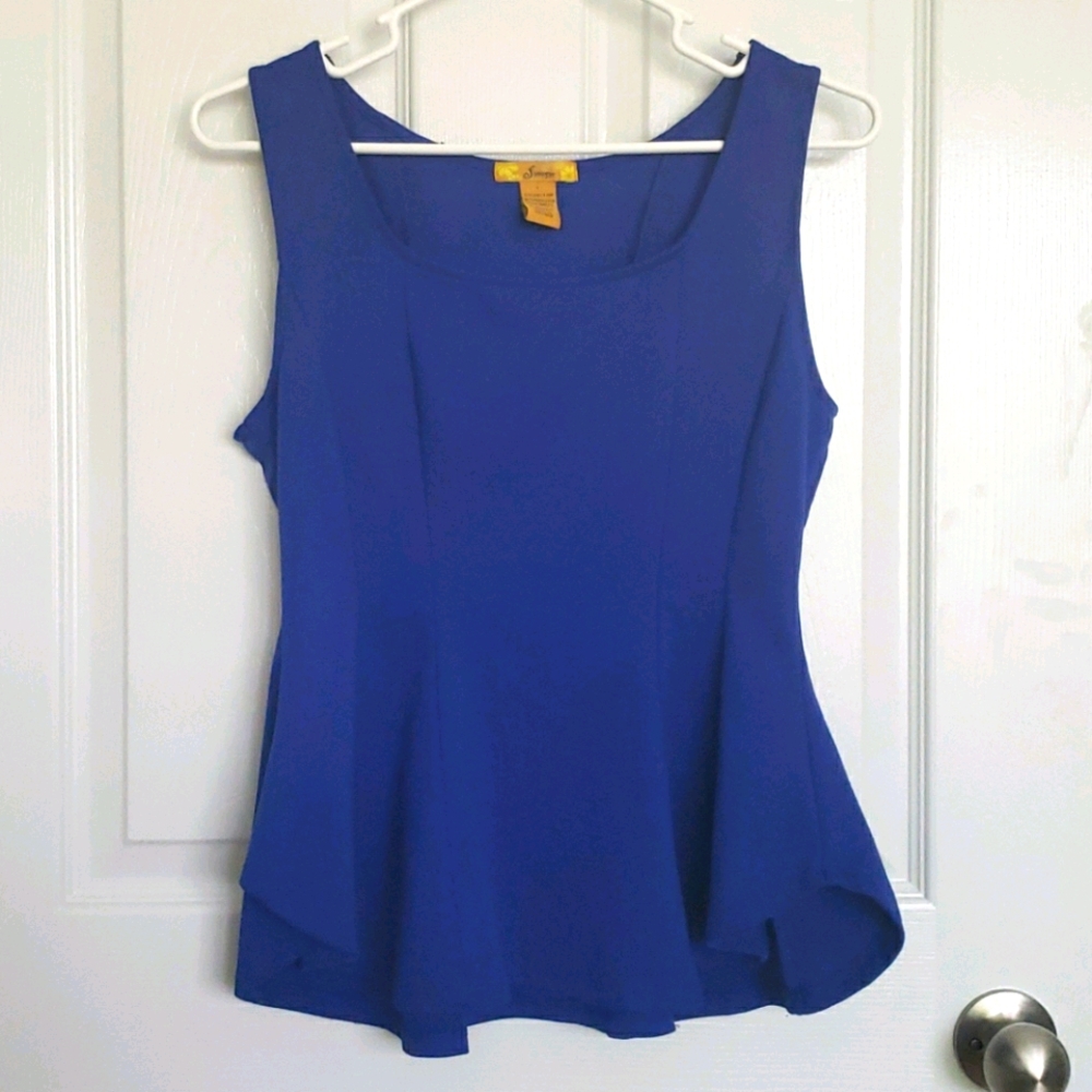 Blue flared dress tank shirt